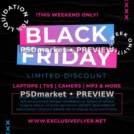 Pink Blue Gradient Black Friday Square PSD Template — reduced watermarked source artwork preview