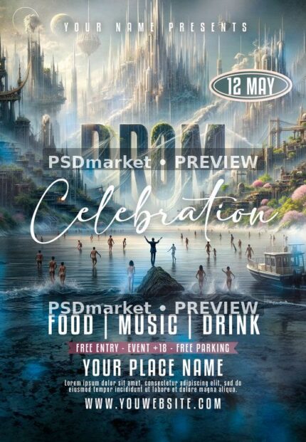 Prom Celebration Flyer PSD Template — PSD template preview
