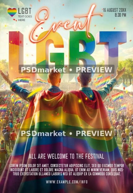 Rainbow Capes LGBT Event Flyer PSD Template — PSD template preview