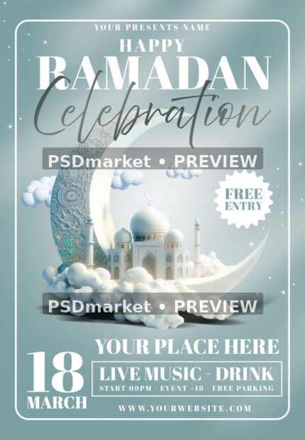 Ramadan Celebration Flyer PSD Template — PSD template preview