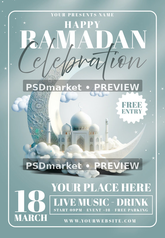 Ramadan Celebration Flyer PSD Template — PSD template preview