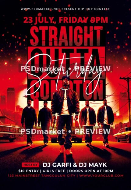 Red Sunset Straight Outta Compton Flyer — reduced watermarked source artwork preview