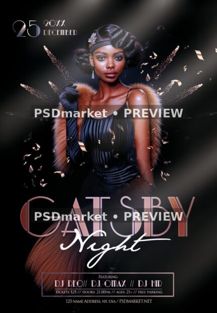 Rose Fringe Gatsby Night Flyer — reduced watermarked source artwork preview