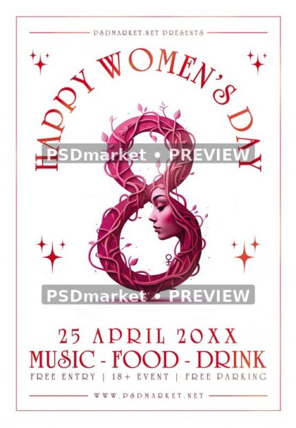 Rose Profile Eight Happy Women's Day Flyer — watermarked source artwork preview
