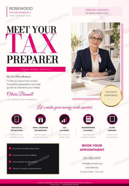 Rosewood Tax Services PSD Flyer — PSD template preview