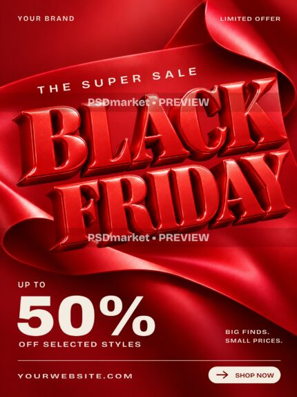 SCARLET FORM Red Black Friday Flyer PSD and SVG Template — PSD template preview