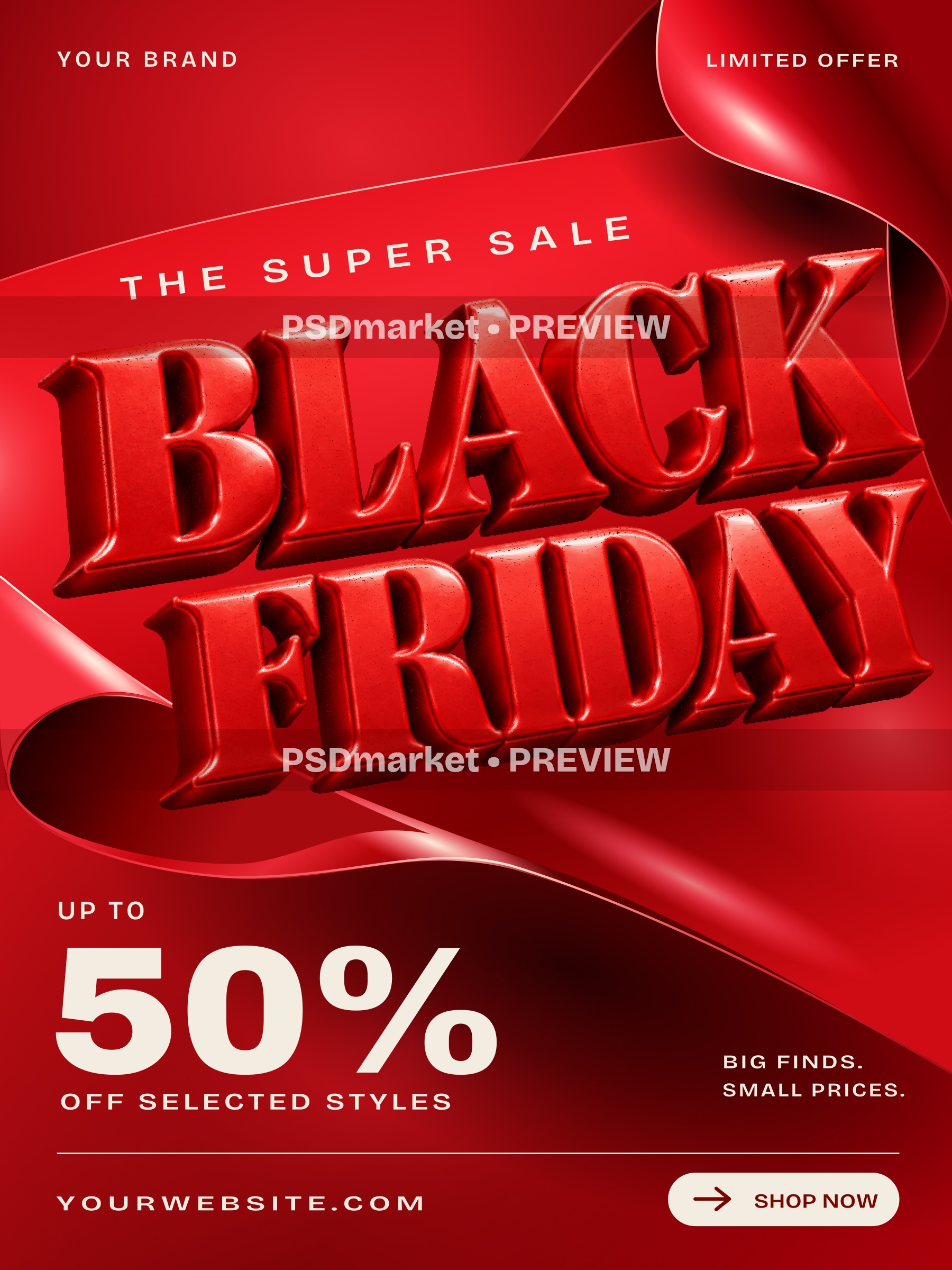 SCARLET FORM Red Black Friday Flyer PSD and SVG Template — PSD template preview 2