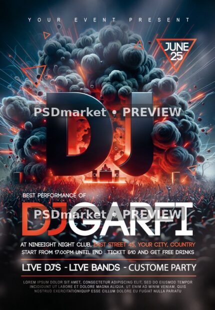 Smoke Burst DJ Guest Performance Flyer — reduced watermarked source artwork preview
