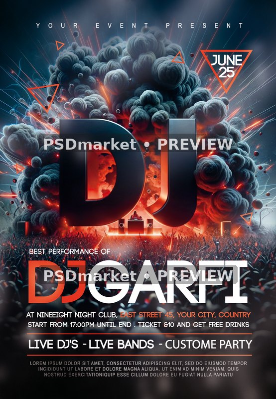 Smoke Burst DJ Guest Performance Flyer — reduced watermarked source artwork preview