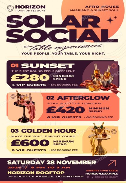 Solar Social editable PSD flyer with PSDmarket preview watermark