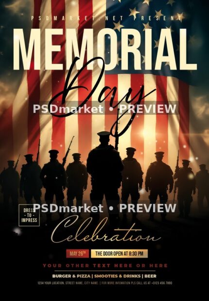 Soldier Formation Memorial Day Celebration Flyer — watermarked artwork preview