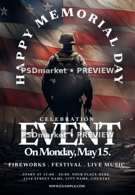 Soldier Tribute Memorial Day Event Flyer — watermarked artwork preview