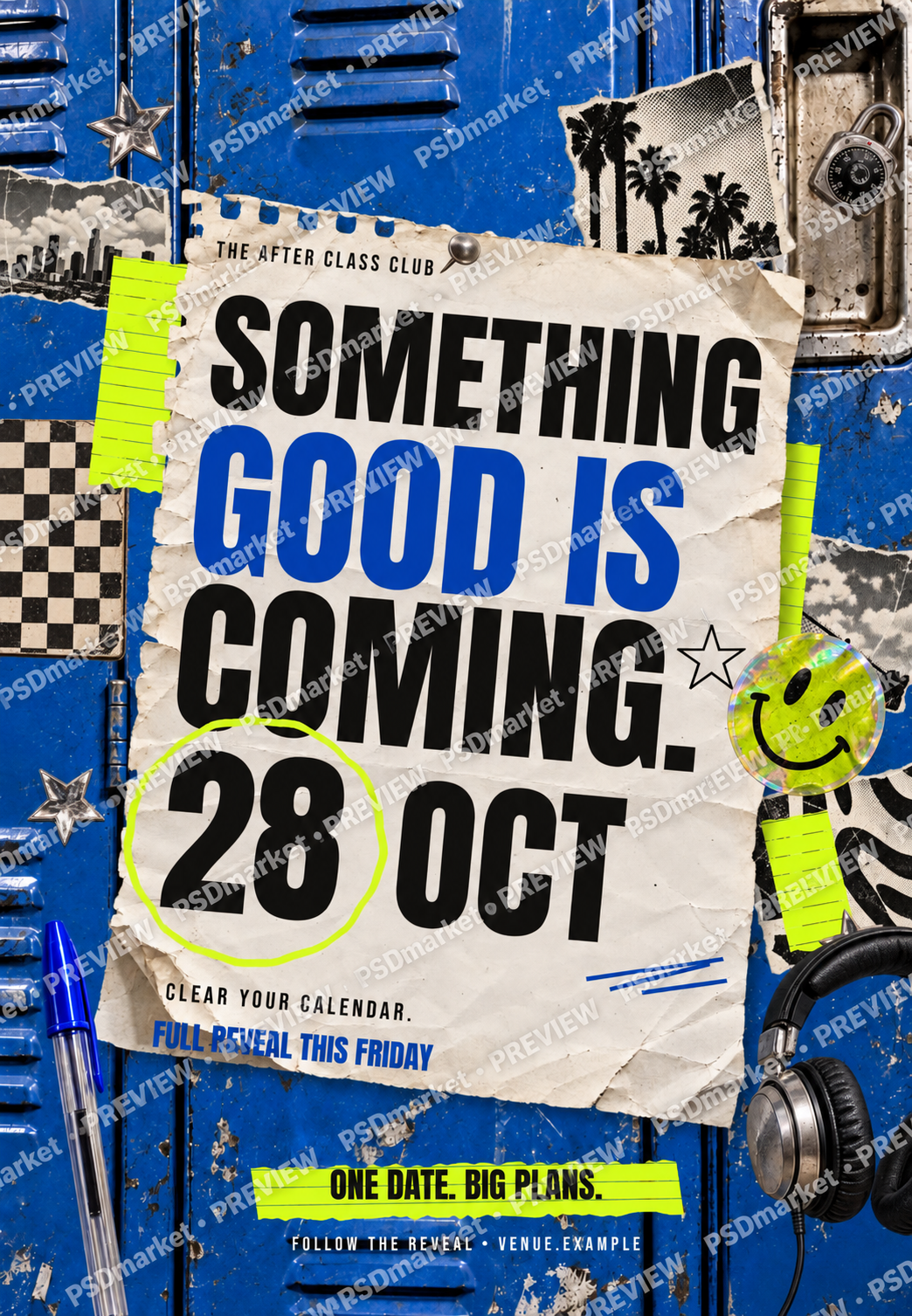 Something Good Is Coming Locker Teaser Flyer PSD Template — PSD template preview