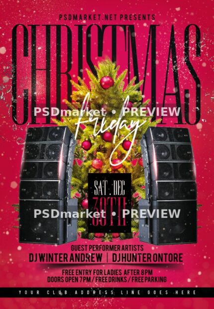 Speaker Stacks Christmas Friday Flyer PSD Template — reduced watermarked source artwork preview