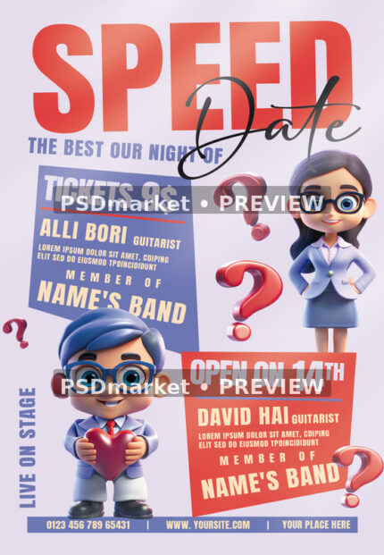Speed Date Event Flyer PSD Template — PSD template preview