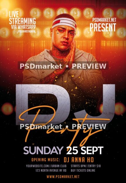 Stage Lights DJ Portrait Party Flyer — supplied source artwork preview