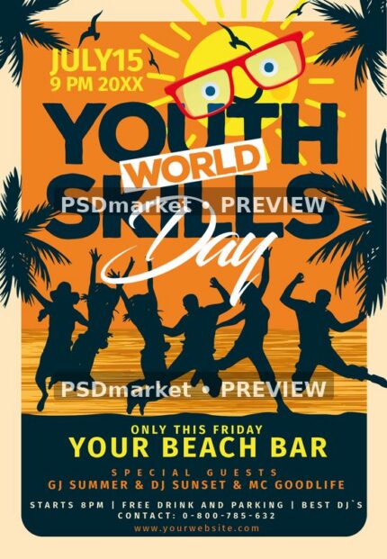 Sunburst World Youth Skills Celebration Flyer PSD Template — PSD template preview