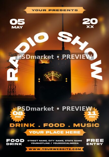 Sunset Radio Show Event Flyer — reduced watermarked preview of the supplied artwork