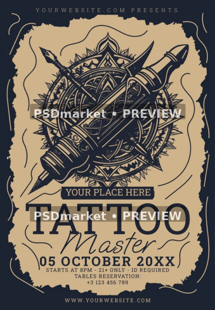 Tattoo Master Flyer PSD Template — PSD template preview