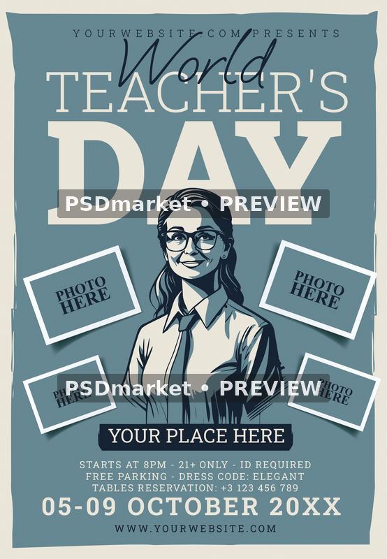 Teachers Day Event Photo Frames Flyer PSD Template — PSD template preview