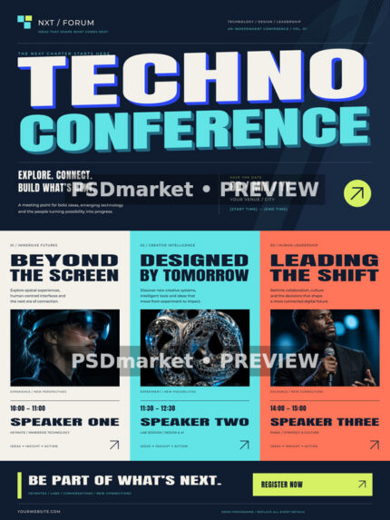 Techno Conference Flyer PSD & Vector Template — PSD template preview