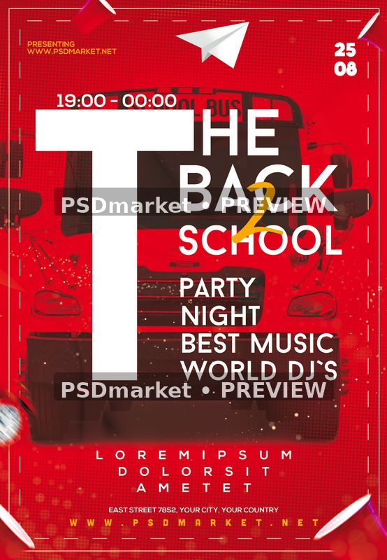The Back to School Party Flyer PSD Template — PSD template preview