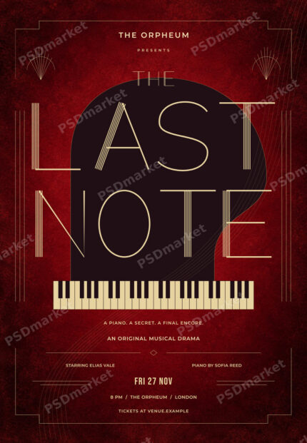 Watermarked preview of The Last Note Art Deco Theatre Flyer PSD Template