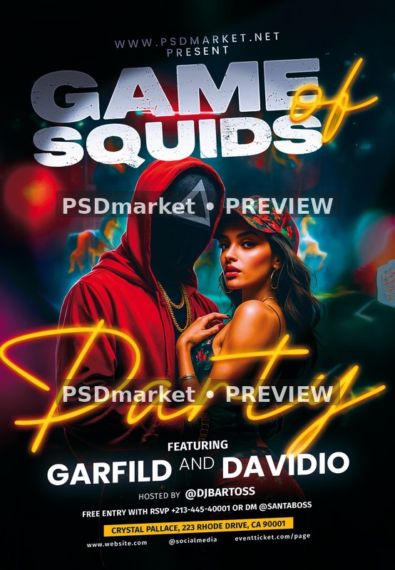 Triangle Mask Couple Party Flyer PSD Template — PSD template preview