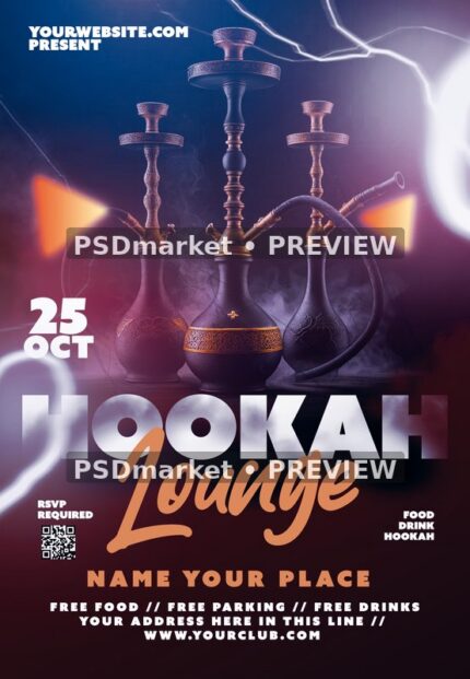 Triple Hookah Smoke Lounge Flyer — supplied source artwork preview