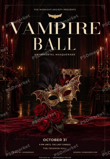 Vampire Ball Gothic Masquerade Flyer PSD Template — protected PSDmarket preview