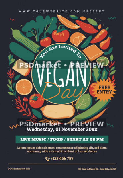 Vegan Day Flyer PSD Template — PSD template preview