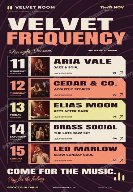 Velvet Frequency editable PSD flyer template protected preview