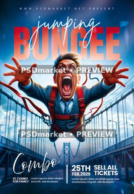 Wild Bungee Jumping Adventure Flyer — reduced watermarked source artwork preview