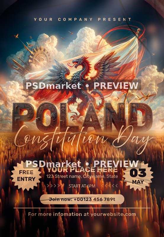 Winged Creature Poland Constitution Day Flyer — reduced watermarked source artwork preview