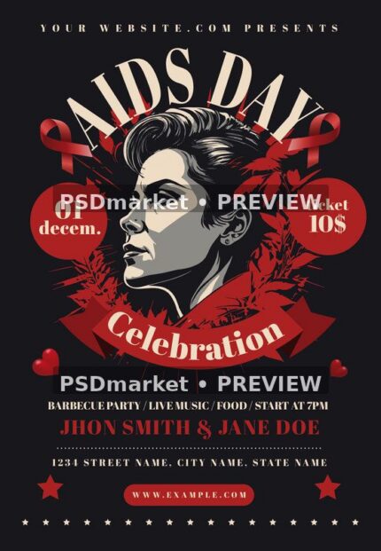 World AIDS Day Event Flyer PSD Template — PSD template preview