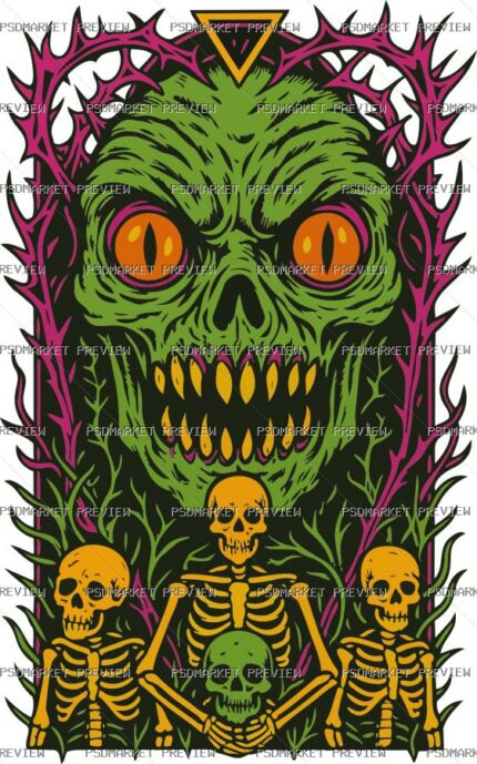 Monster and Skeletons Vector Print protected preview