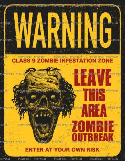 zombie outbreak warning Vector Print — PSD template preview