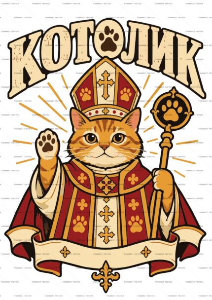 Catolic Ukrainian Cat Bishop Vector Print protected preview