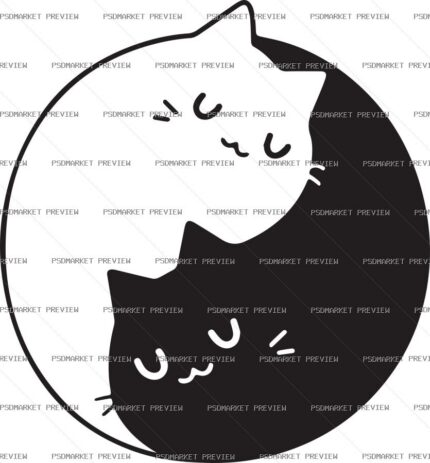 Yin Yang Cats Minimal Print – AI File — PSD template preview