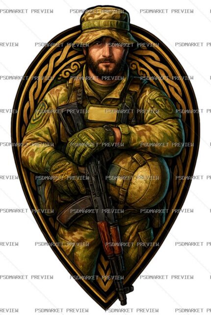 Ukrainian Soldier Shield Print protected preview