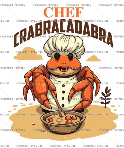 Chef Crabracadabra Vector Print — PSD template preview
