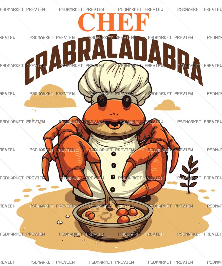 Chef Crabracadabra Vector Print — PSD template preview