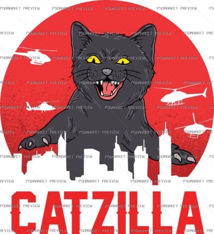Catzilla Vector Print Design 12754 — print design preview
