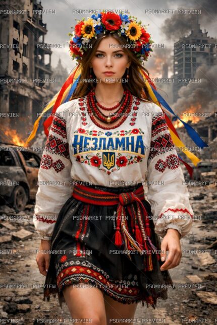 Unbreakable Ukrainian Woman Print — PSD template preview