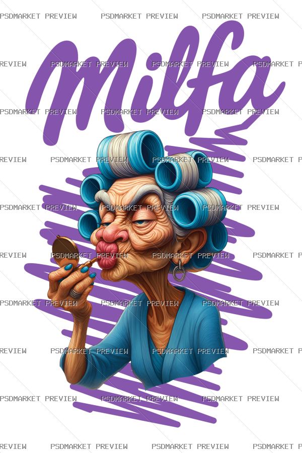 Milfa Grandma Vector Print — PSD template preview