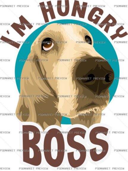 Hungry Boss Dog Vector Print — print design preview