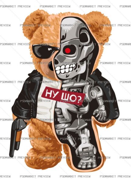 Terminator Bear Print – AI File — PSD template preview