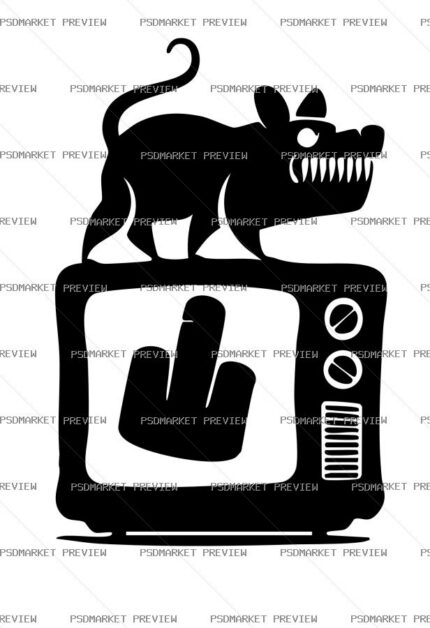Anti Media Rat TV Vector Print — PSD template preview