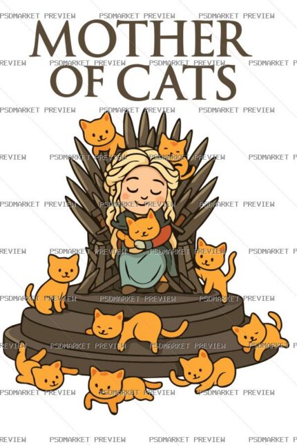 Mother of Cats Vector Print protected preview