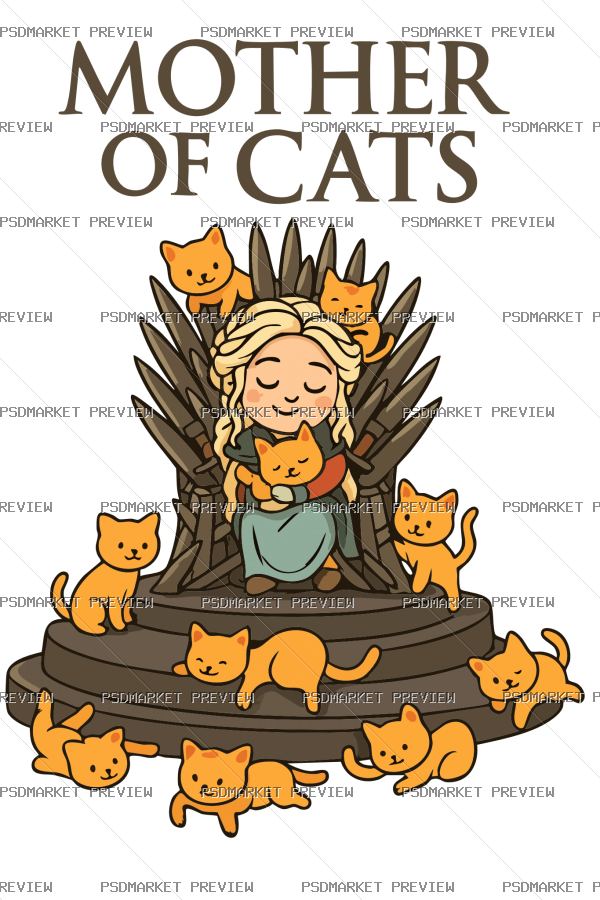 Mother of Cats Vector Print — PSD template preview